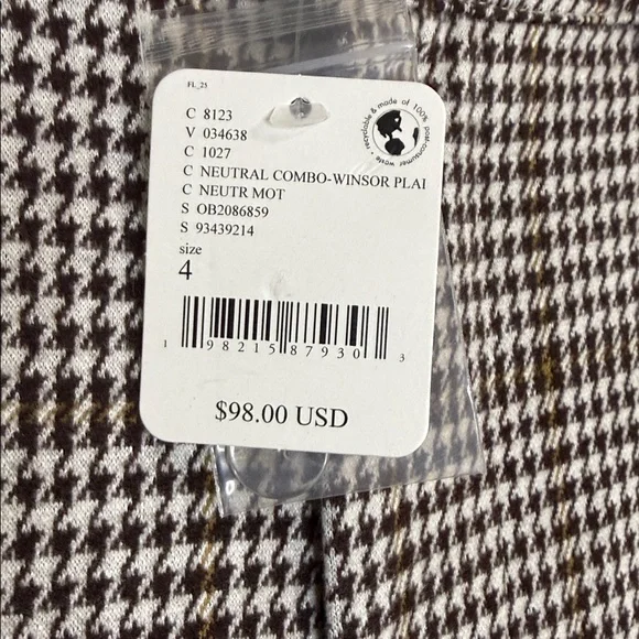 Free People NWT Molly Houndstooth plaid trousers pants size 4 - Picture 4 of 9